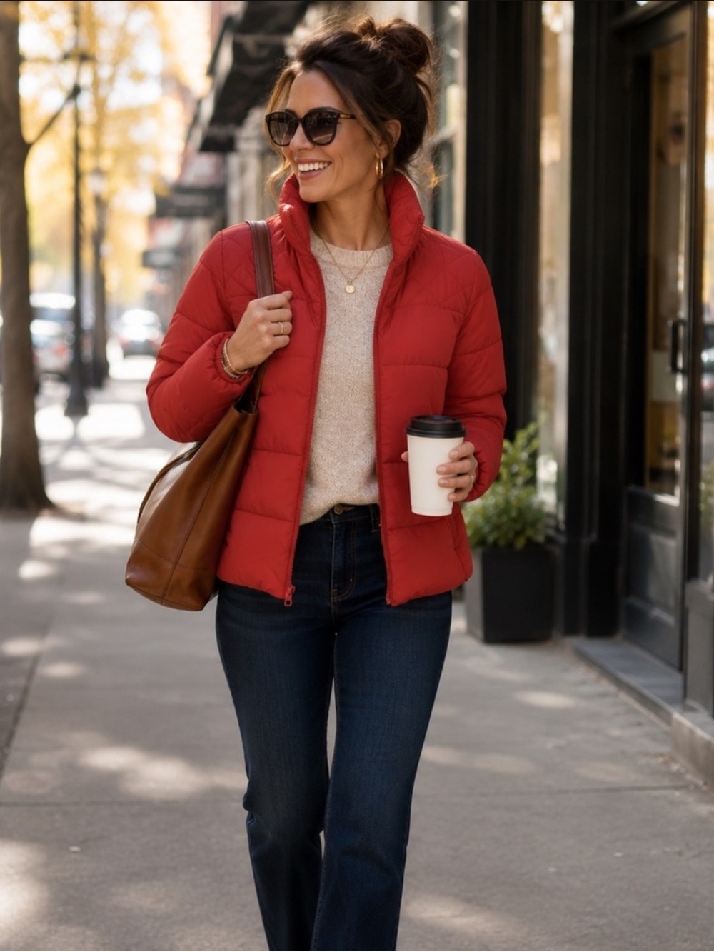 Old Navy Women's Red Quilted Puffer Jacket M